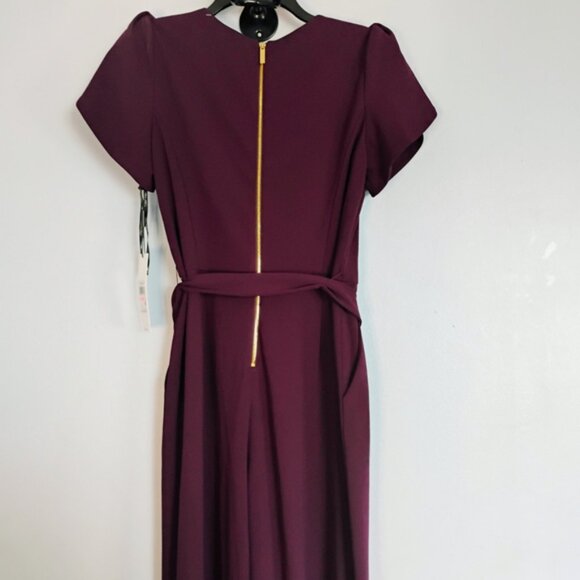 NWT Calvin Klein Purple Belted Jumpsuit Romper Women's Size 10 Side Pockets - Picture 4 of 10